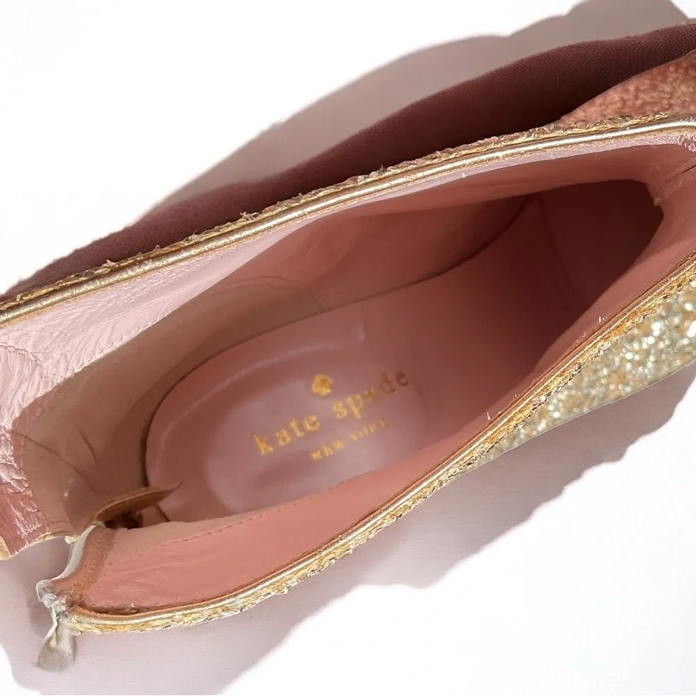 🌻Kate Spade Junelle Gold Glitter Booties | Women's Size 6.5